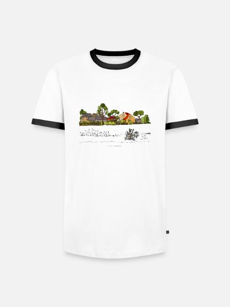 Ländliche Landschaft - Männer Kontrast-T-Shirt - Weiß/Schwarz