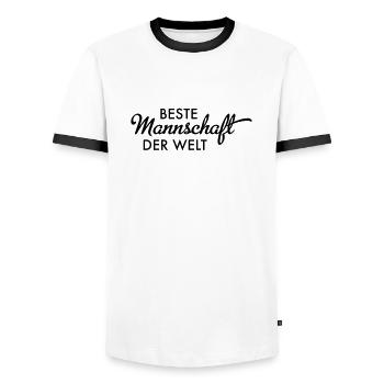 Beste Mannschaft der Welt - Männer Kontrast-T-Shirt - Weiß/Schwarz - Vorne - AI Model Female 172 light (172cm) & AI Model Male 178 dark (178cm)