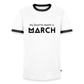 Mon mois préféré est mars - T-shirt contrasté Homme - blanc/noir - Devant - AI Model Female 172 light (172cm) & AI Model Male 178 dark (178cm)