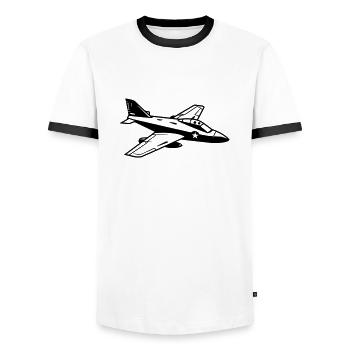 Fighter jet - Men's Ringer Shirt - white/black - Front - AI Model Female 172 light (172cm) & AI Model Male 178 dark (178cm)