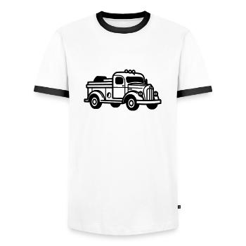 Camion de pompier - T-shirt contrasté Homme - blanc/noir - Devant - AI Model Female 172 light (172cm) & AI Model Male 178 dark (178cm)