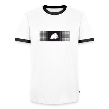 Mamood gradient check pattern - Men's Ringer Shirt - white/black - Front - AI Model Female 172 light (172cm) & AI Model Male 178 dark (178cm)