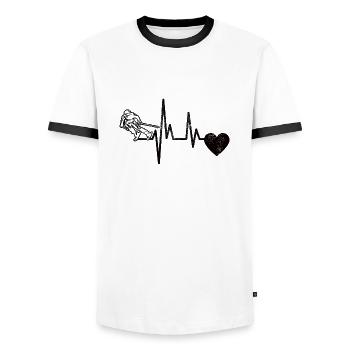 Skieur Ski Ski Design Tenue de ski - T-shirt contrasté Homme - blanc/noir - Devant - AI Model Female 172 light (172cm) & AI Model Male 178 dark (178cm)
