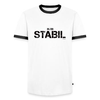 Bleib stabil (schwarz) - Männer Kontrast-T-Shirt - Weiß/Schwarz - Vorne - AI Model Female 172 light (172cm) & AI Model Male 178 dark (178cm)