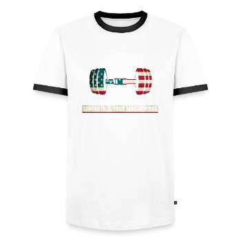 Fitnessstudio - Männer Kontrast-T-Shirt - Weiß/Schwarz - Vorne - AI Model Female 172 light (172cm) & AI Model Male 178 dark (178cm)