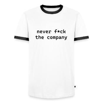 never f*ck the company black - Männer Kontrast-T-Shirt - Weiß/Schwarz - Vorne - AI Model Female 172 light (172cm) & AI Model Male 178 dark (178cm)