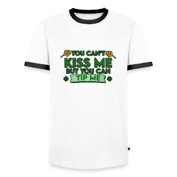 You Can't Kiss Me But You Can Tip Me - Männer Kontrast-T-Shirt - Weiß/Schwarz - Vorne - AI Model Female 172 light (172cm) & AI Model Male 178 dark (178cm)