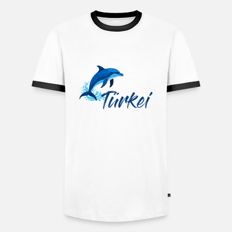 Dolphin Turkey Holidays - Men's Ringer Shirt - white/black
