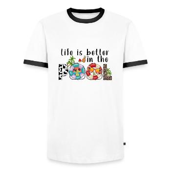 summer lake nature flora art pool sea beach love - Men's Ringer Shirt - white/black - Front - AI Model Female 172 light (172cm) & AI Model Male 178 dark (178cm)