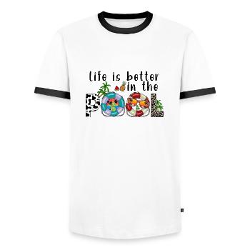 summer lake nature flora art pool sea beach love - Men's Ringer Shirt - white/black - Front - AI Model Female 172 light (172cm) & AI Model Male 178 dark (178cm)