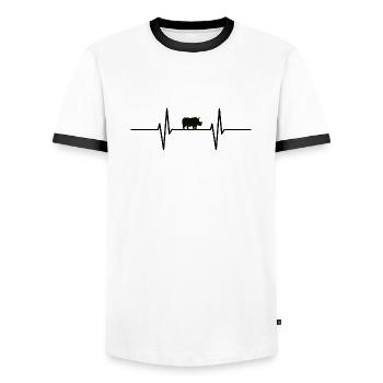 Heartbeat with rhinoceros - Men's Ringer Shirt - white/black - Front - AI Model Female 172 light (172cm) & AI Model Male 178 dark (178cm)