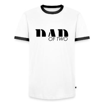 Papa - Dad of two childs - Men's Ringer Shirt - white/black - Front - AI Model Female 172 light (172cm) & AI Model Male 178 dark (178cm)