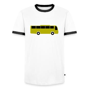 bus - Männer Kontrast-T-Shirt - Weiß/Schwarz - Vorne - AI Model Female 172 light (172cm) & AI Model Male 178 dark (178cm)