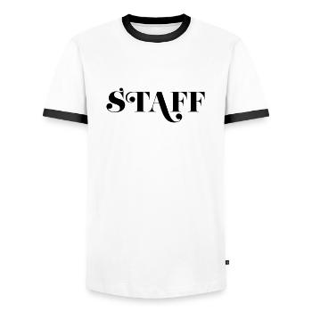 Personnel - T-shirt contrasté Homme - blanc/noir - Devant - AI Model Female 172 light (172cm) & AI Model Male 178 dark (178cm)