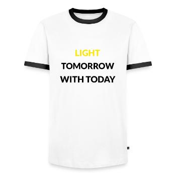 Light Tomorrow with Today - Men's Ringer Shirt - white/black - Front - AI Model Female 172 light (172cm) & AI Model Male 178 dark (178cm)