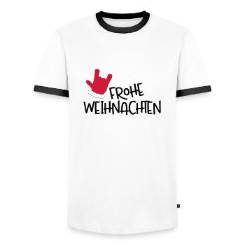 Merry Christmas - Men's Ringer Shirt - white/black - Front - AI Model Female 172 light (172cm) & AI Model Male 178 dark (178cm)