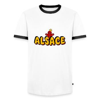 King Alsace - T-shirt contrasté Homme - blanc/noir - Devant - AI Model Female 172 light (172cm) & AI Model Male 178 dark (178cm)