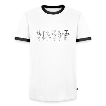 Wildblumen-Strauß - Männer Kontrast-T-Shirt - Weiß/Schwarz - Vorne - AI Model Female 172 light (172cm) & AI Model Male 178 dark (178cm)