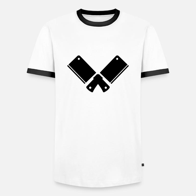 Hackmesser - Männer Kontrast-T-Shirt - Weiß/Schwarz