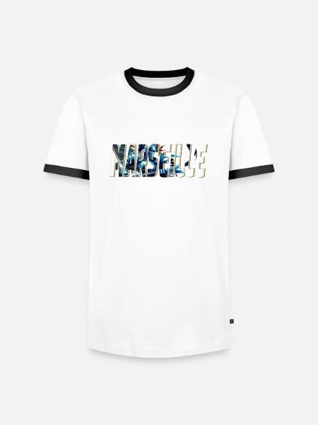 Marseille stylized comic book design - Men's Ringer Shirt - white/black