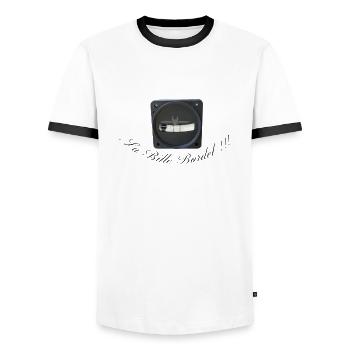 La bille bordel - T-shirt contrasté Homme - blanc/noir - Devant - AI Model Female 172 light (172cm) & AI Model Male 178 dark (178cm)