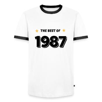 Das Beste aus 1987 - Männer Kontrast-T-Shirt - Weiß/Schwarz - Vorne - AI Model Female 172 light (172cm) & AI Model Male 178 dark (178cm)