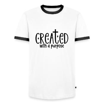 Created With A Purpose - Männer Kontrast-T-Shirt - Weiß/Schwarz - Vorne - AI Model Female 172 light (172cm) & AI Model Male 178 dark (178cm)