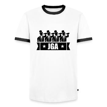 Junggesellen Abschied Jga Lustig - Männer Kontrast-T-Shirt - Weiß/Schwarz - Vorne - AI Model Female 172 light (172cm) & AI Model Male 178 dark (178cm)