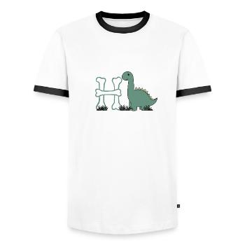 Letter H - Men's Ringer Shirt - white/black - Front - AI Model Female 172 light (172cm) & AI Model Male 178 dark (178cm)