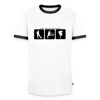 Dancing Yoga Ballet Rock Fun Fun Party Music - Men's Ringer Shirt - white/black - Front - AI Model Female 172 light (172cm) & AI Model Male 178 dark (178cm)