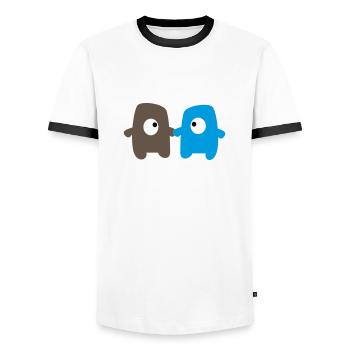 Monsters in love - T-shirt contrasté Homme - blanc/noir - Devant - AI Model Female 172 light (172cm) & AI Model Male 178 dark (178cm)