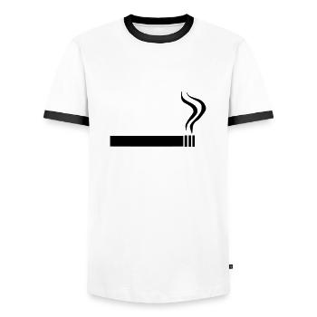 Zigarette - Rauchen - Männer Kontrast-T-Shirt - Weiß/Schwarz - Vorne - AI Model Female 172 light (172cm) & AI Model Male 178 dark (178cm)