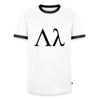 Lambda griechischen Buchstaben Bruderschaft von - Männer Kontrast-T-Shirt - Weiß/Schwarz - Vorne - AI Model Female 172 light (172cm) & AI Model Male 178 dark (178cm)