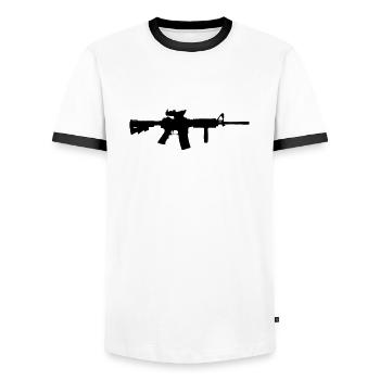m4a1 - T-shirt contrasté Homme - blanc/noir - Devant - AI Model Female 172 light (172cm) & AI Model Male 178 dark (178cm)