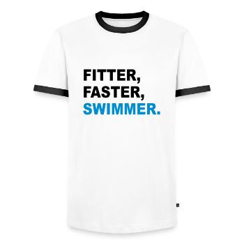 schwimmen - Männer Kontrast-T-Shirt - Weiß/Schwarz - Vorne - AI Model Female 172 light (172cm) & AI Model Male 178 dark (178cm)