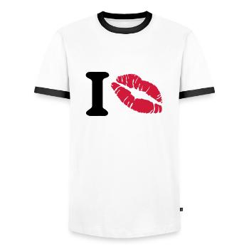 i love - T-shirt contrasté Homme - blanc/noir - Devant - AI Model Female 172 light (172cm) & AI Model Male 178 dark (178cm)