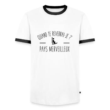 Quand te reverrai-je ? - T-shirt contrasté Homme - blanc/noir - Devant - AI Model Female 172 light (172cm) & AI Model Male 178 dark (178cm)