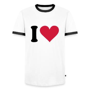 I - love - Männer Kontrast-T-Shirt - Weiß/Schwarz - Vorne - AI Model Female 172 light (172cm) & AI Model Male 178 dark (178cm)