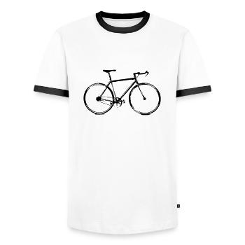 vélo - T-shirt contrasté Homme - blanc/noir - Devant - AI Model Female 172 light (172cm) & AI Model Male 178 dark (178cm)