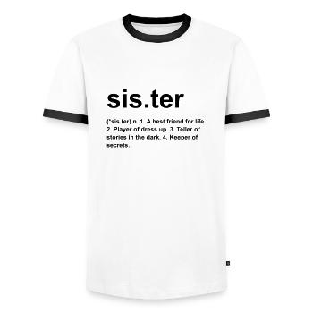 sister - Männer Kontrast-T-Shirt - Weiß/Schwarz - Vorne - AI Model Female 172 light (172cm) & AI Model Male 178 dark (178cm)