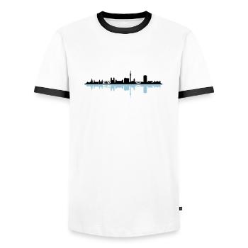 Skyline - Wuppertal - Männer Kontrast-T-Shirt - Weiß/Schwarz - Vorne - AI Model Female 172 light (172cm) & AI Model Male 178 dark (178cm)