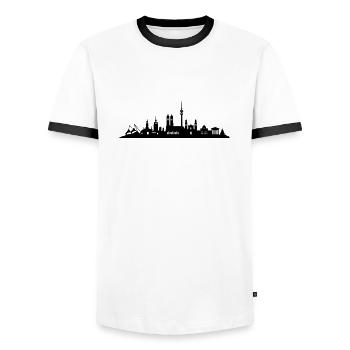 Skyline München - Männer Kontrast-T-Shirt - Weiß/Schwarz - Vorne - AI Model Female 172 light (172cm) & AI Model Male 178 dark (178cm)