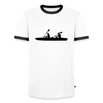 Sport - Paddeln 2er - Männer Kontrast-T-Shirt - Weiß/Schwarz - Vorne - AI Model Female 172 light (172cm) & AI Model Male 178 dark (178cm)
