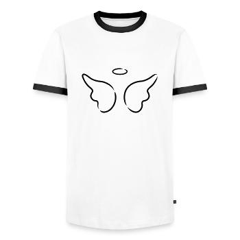 Engel abstrakt handgezeichnet - Männer Kontrast-T-Shirt - Weiß/Schwarz - Vorne - AI Model Female 172 light (172cm) & AI Model Male 178 dark (178cm)