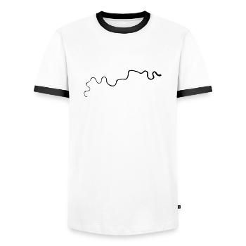 River Thames Drawing - Men's Ringer Shirt - white/black - Front - AI Model Female 172 light (172cm) & AI Model Male 178 dark (178cm)