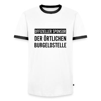 Offizieller Sponsor der Örtlichen Bußgeldstelle - Männer Kontrast-T-Shirt - Weiß/Schwarz - Vorne - AI Model Female 172 light (172cm) & AI Model Male 178 dark (178cm)