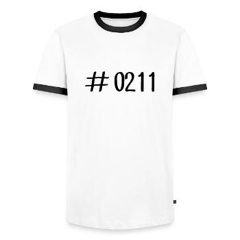 # 0211 Düsseldorf area code - Telephone - 0211 - Rhine - Men's Ringer Shirt - white/black - Front - AI Model Female 172 light (172cm) & AI Model Male 178 dark (178cm)