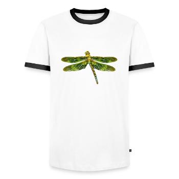dragon-fly - Men's Ringer Shirt - white/black - Front - AI Model Female 172 light (172cm) & AI Model Male 178 dark (178cm)
