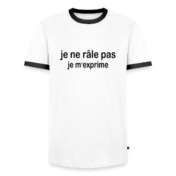 Je ne râle pas je m'exprime - T-shirt contrasté Homme - blanc/noir - Devant - AI Model Female 172 light (172cm) & AI Model Male 178 dark (178cm)