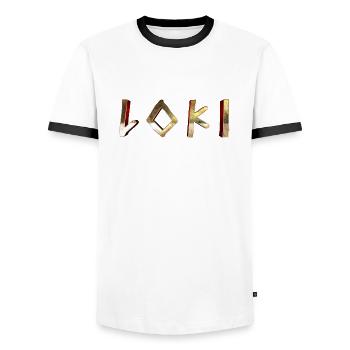 Nordic Viking Loki Mythology Odin Gift - Men's Ringer Shirt - white/black - Front - AI Model Female 172 light (172cm) & AI Model Male 178 dark (178cm)